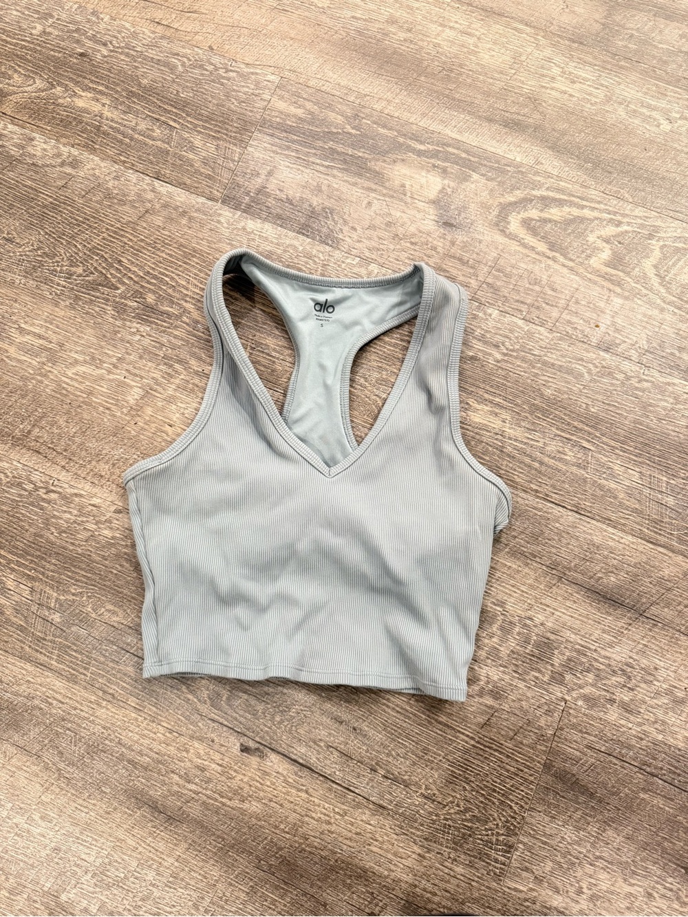 Alo Ribbed Racerback Cropped Tank - Slate/ Blue Gray